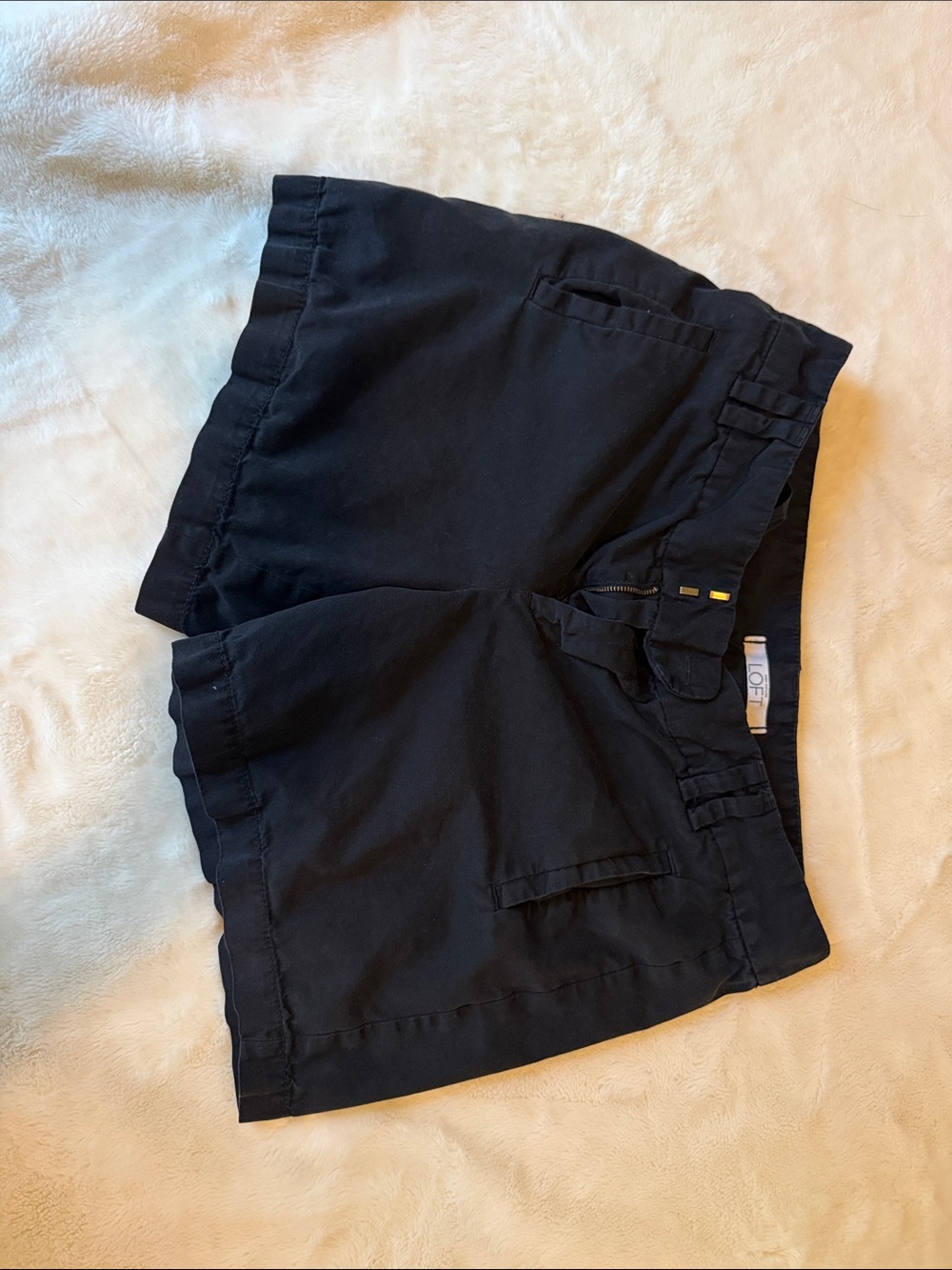 LOFT Black Relaxed Linen-Blend Bermuda Shorts